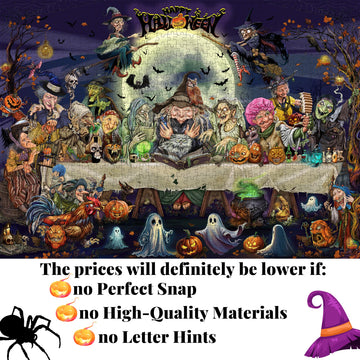 Halloween Jigsaw Puzzle 1000 Piece for mature-themed Family Horror Halloween Witches Ghost Party Perfect Snap 27.6x19.7 Inches