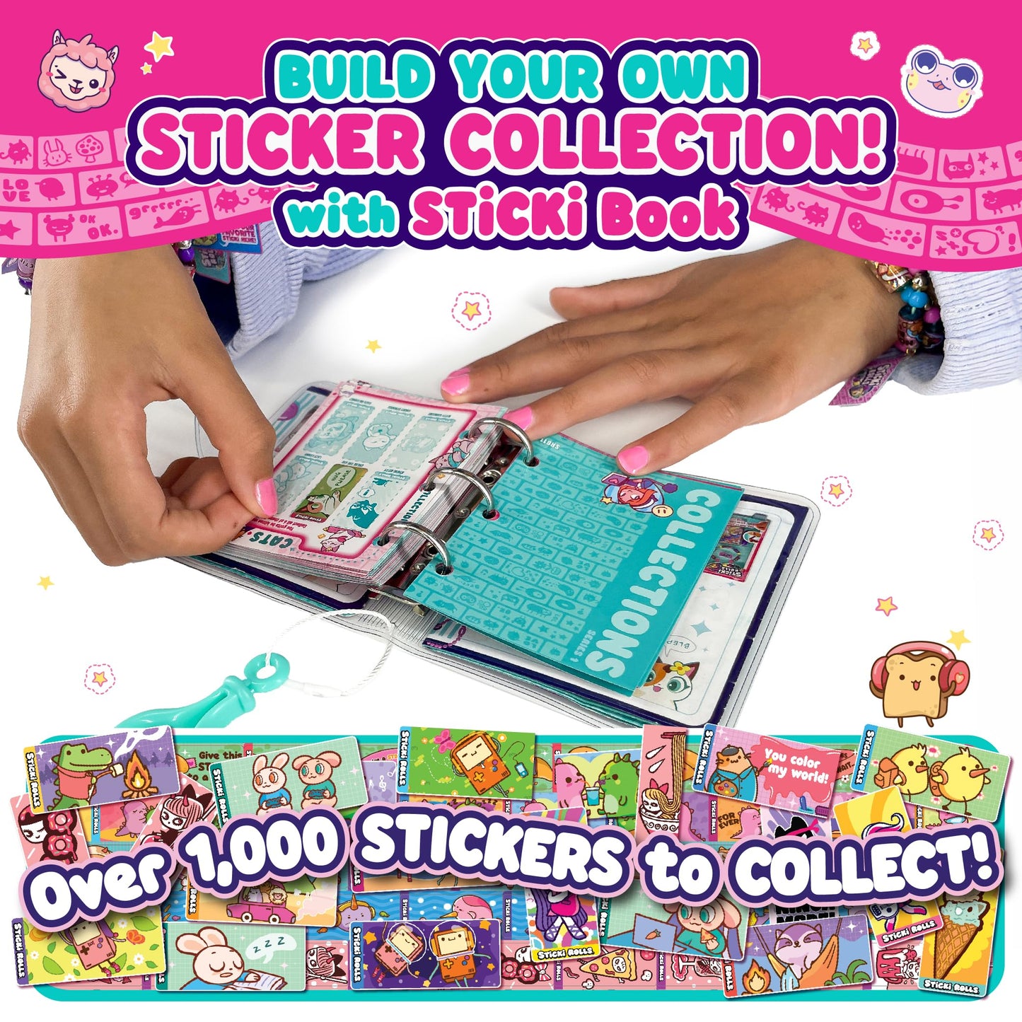 STICKI ROLLS Sticki Book - Wearable Sticker Bracelet with 120 Mini Stickers, Multicolored, 3.66 x 4.21 x 1.42 inches,