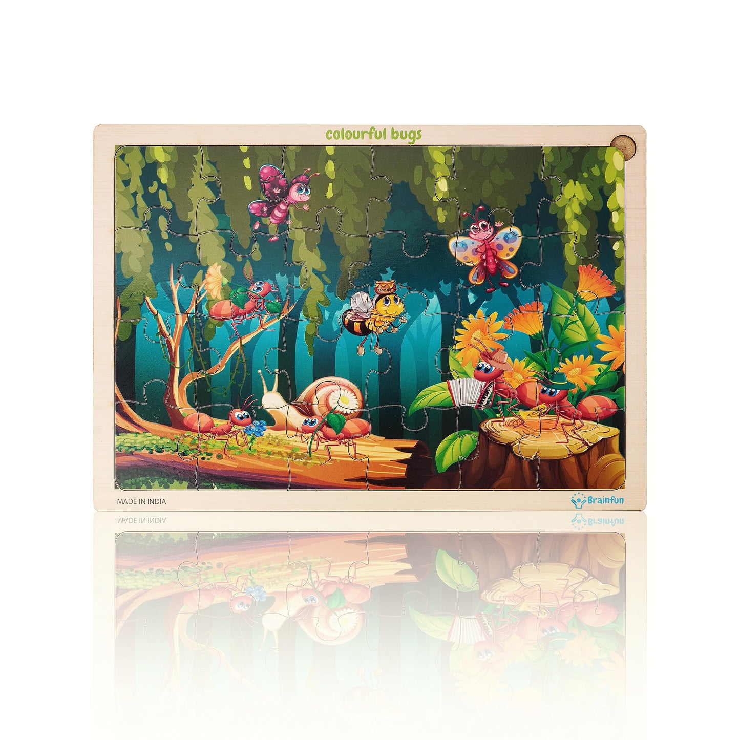 Lefan Wooden Jigsaw Puzzle Colourful Bugs Wooden Jigsaw Puzzle Garden Jigsaw Puzzle Wooden Puzzles For Kids For Age 2+ Year 24Pc