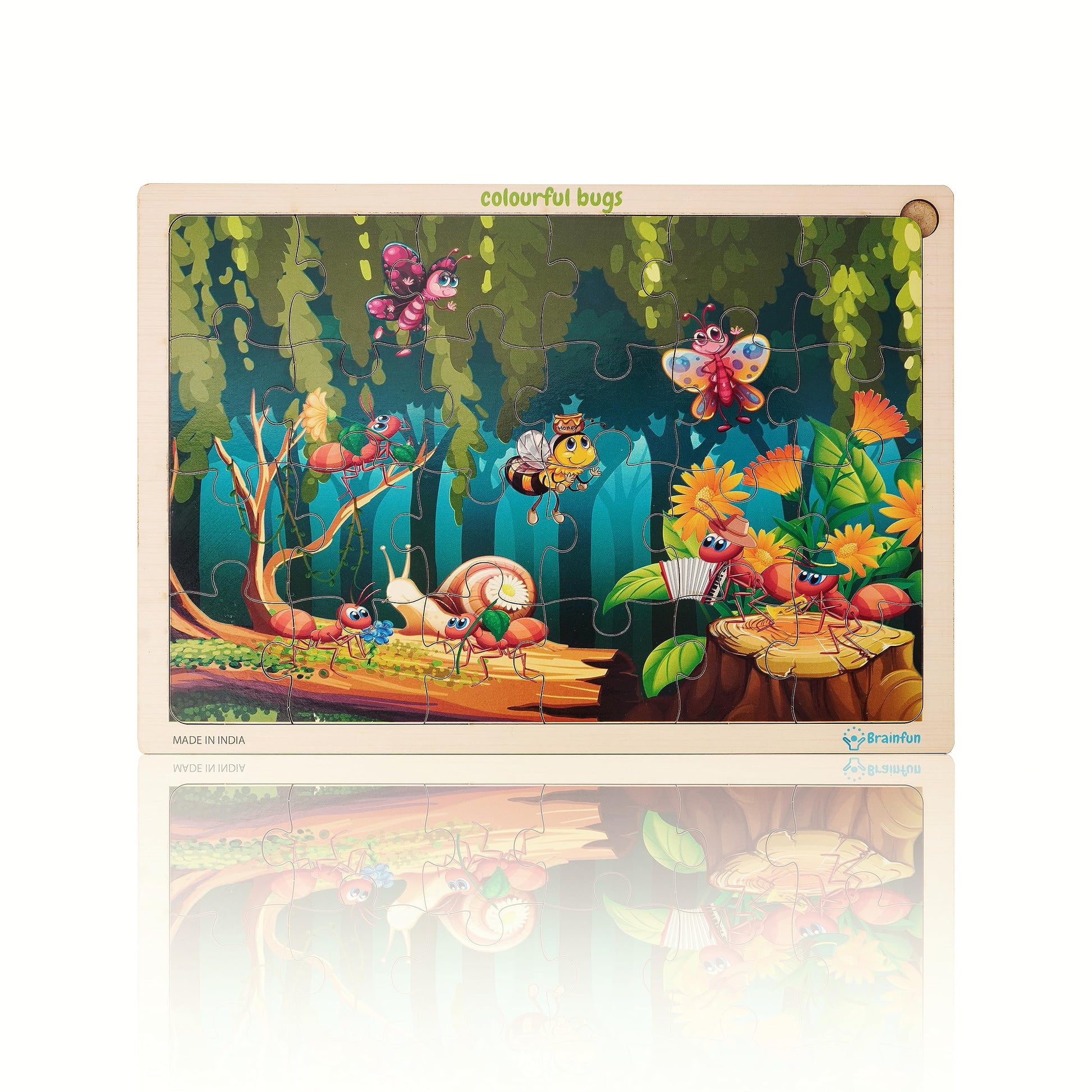 Lefan Wooden Jigsaw Puzzle Colourful Bugs Wooden Jigsaw Puzzle Garden Jigsaw Puzzle Wooden Puzzles For Kids For Age 2+ Year 24Pc