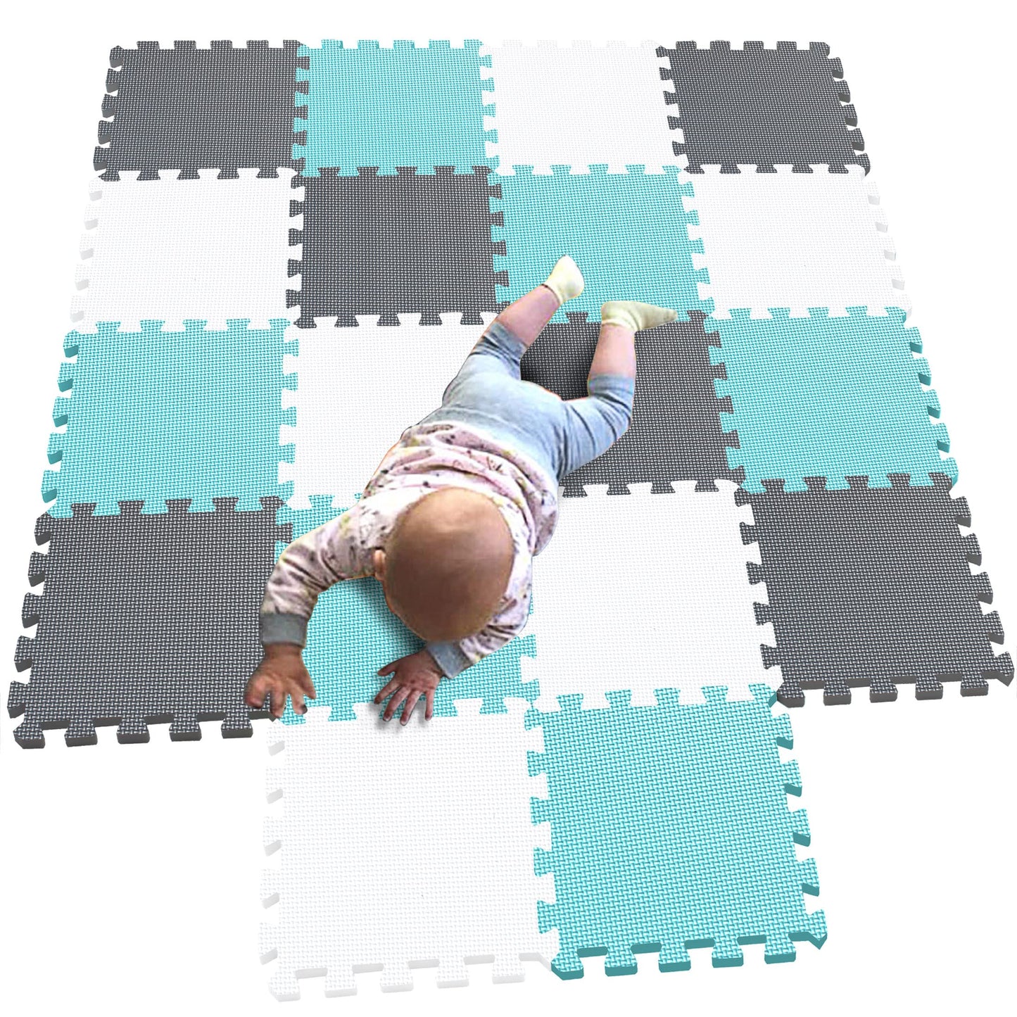 MQIAOHAM 18 Pieces Puzzle Play Mats, Soft Baby Play Mat, Kids Interlocking Foam Floor Tiles, Toddlers Carpet Playmats G301018-10
