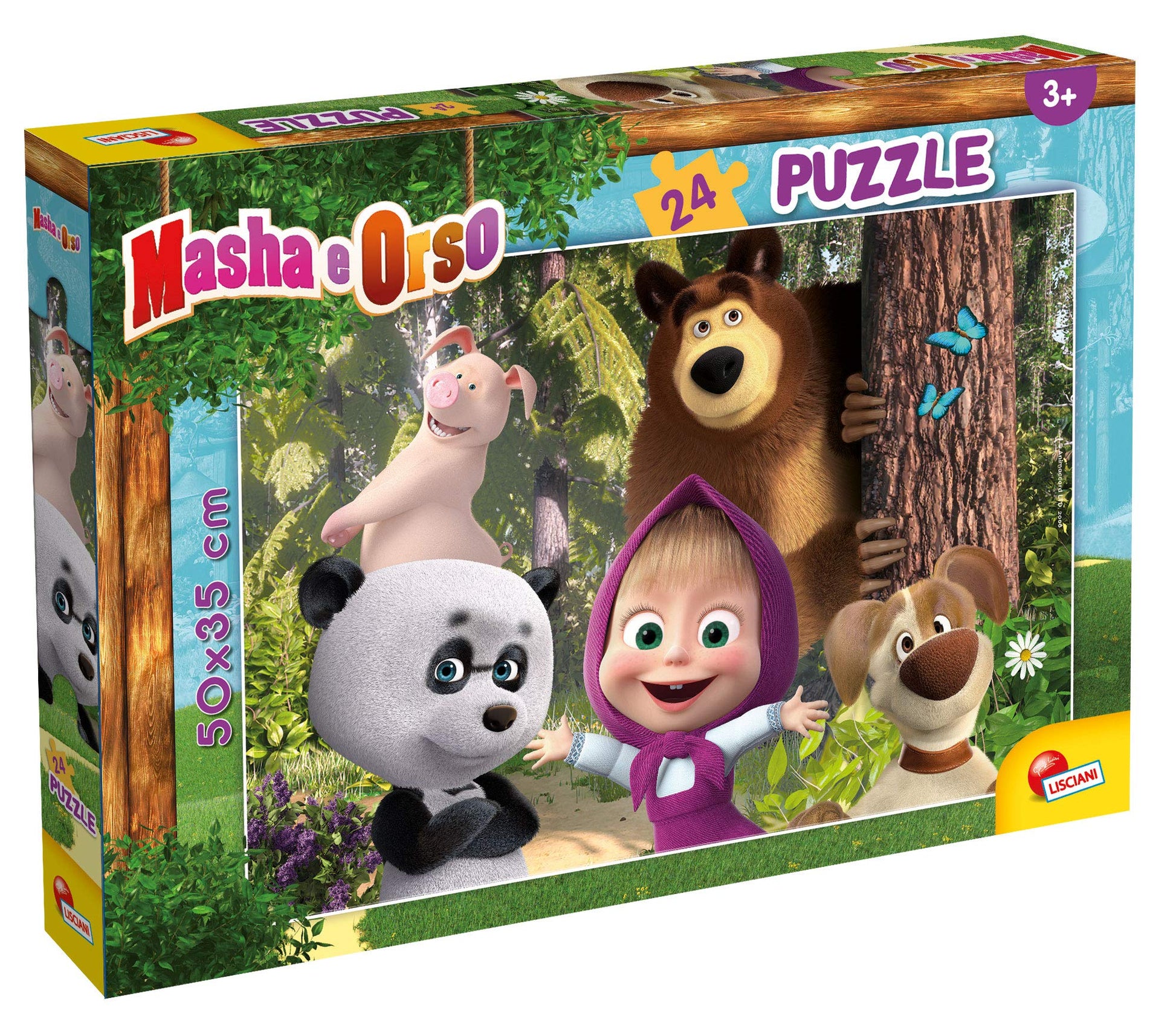 Liscianigiochi 86078 Puzzle Plus 24-Diventiamo Amici Masha and The Bear Animali Kids, Single, Multi-Coloured