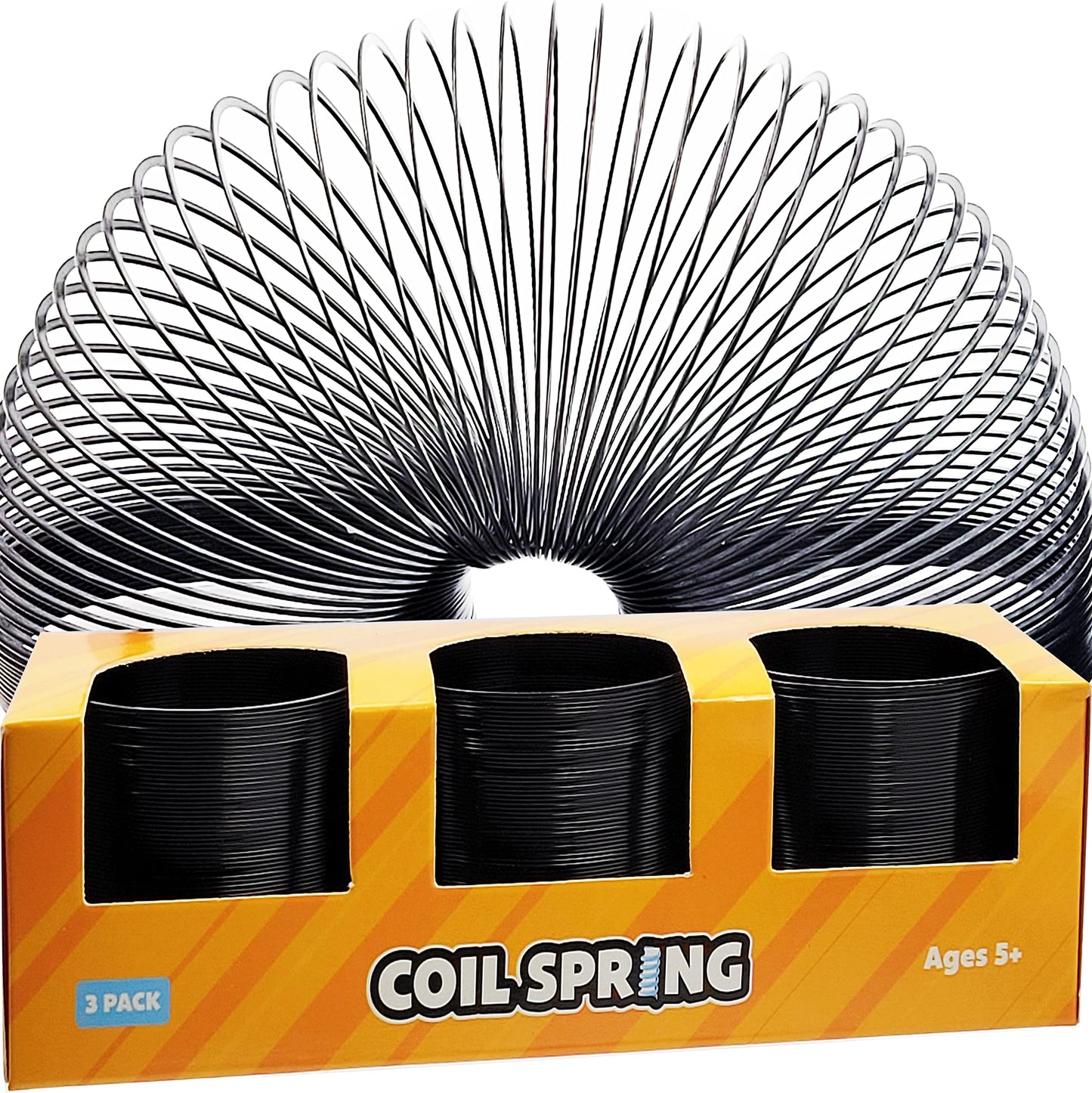 The Dreidel Company Black Metal Coil Spring, Goody Bag Fillers, Party Favor For Kids, Variety Of 2.4' (60Mm) Individually Boxed (3-Pack)