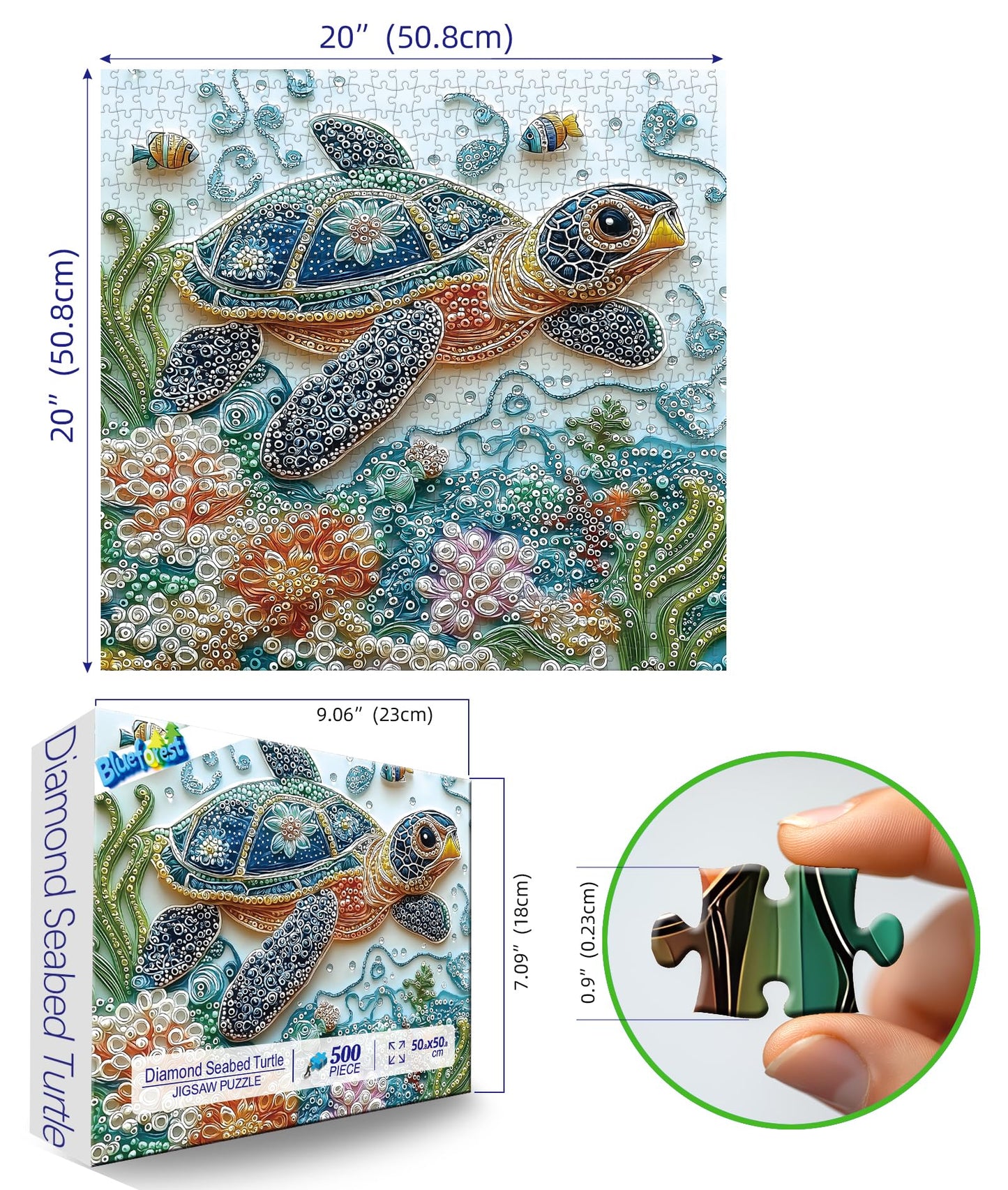 Embroidery Sea Turtle 500 Piece Puzzles For Adults, Easy Large Piece Puzzle For Seniors, Challenge Art Jigsaw Puzzles, For Gifts