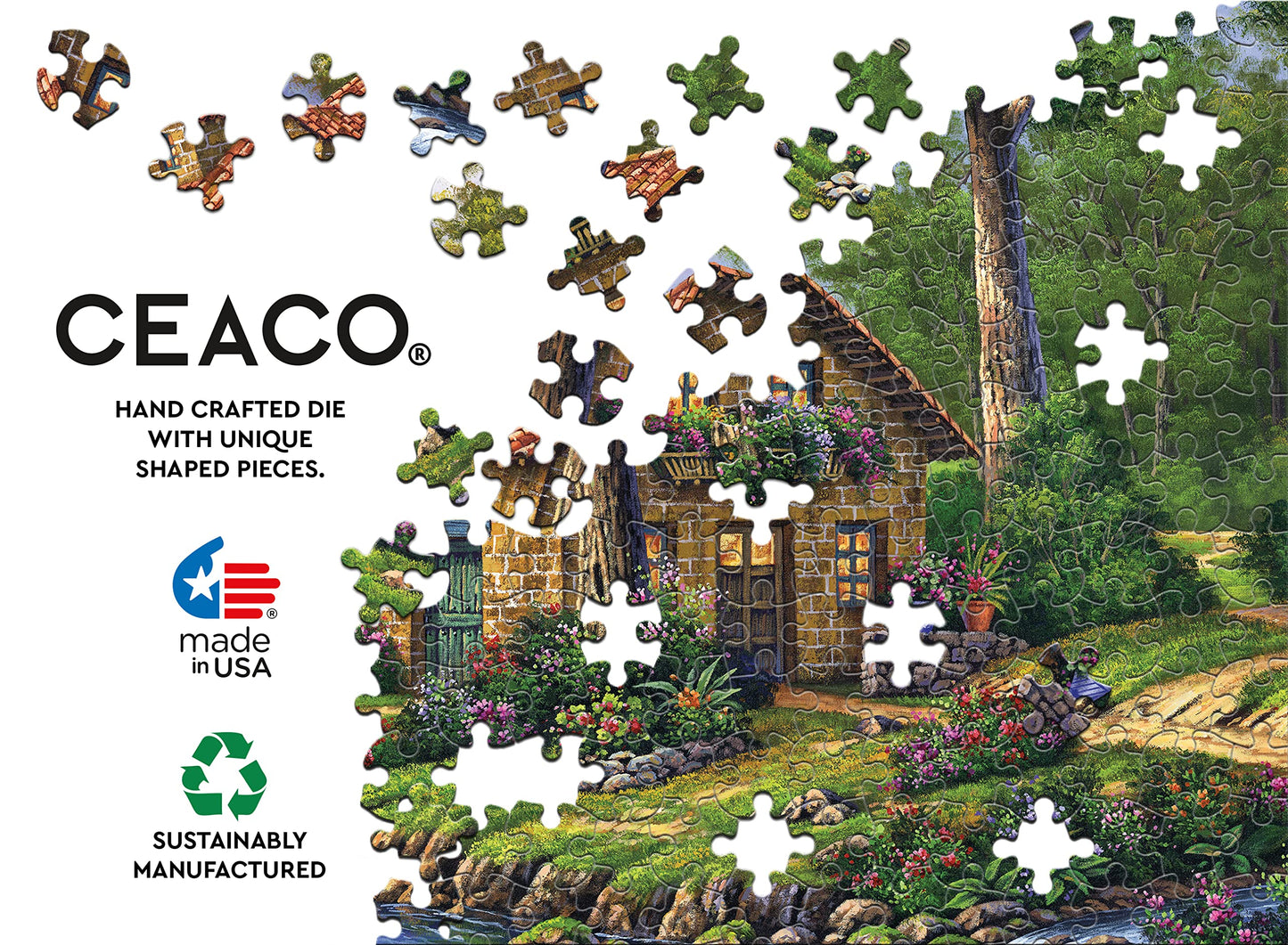 Ceaco 500 Piece Jigsaw Puzzle - Arturo Zarraga Cottage by The River - Multicolor - 24 x 18 - Cardboard - Model 2401-10