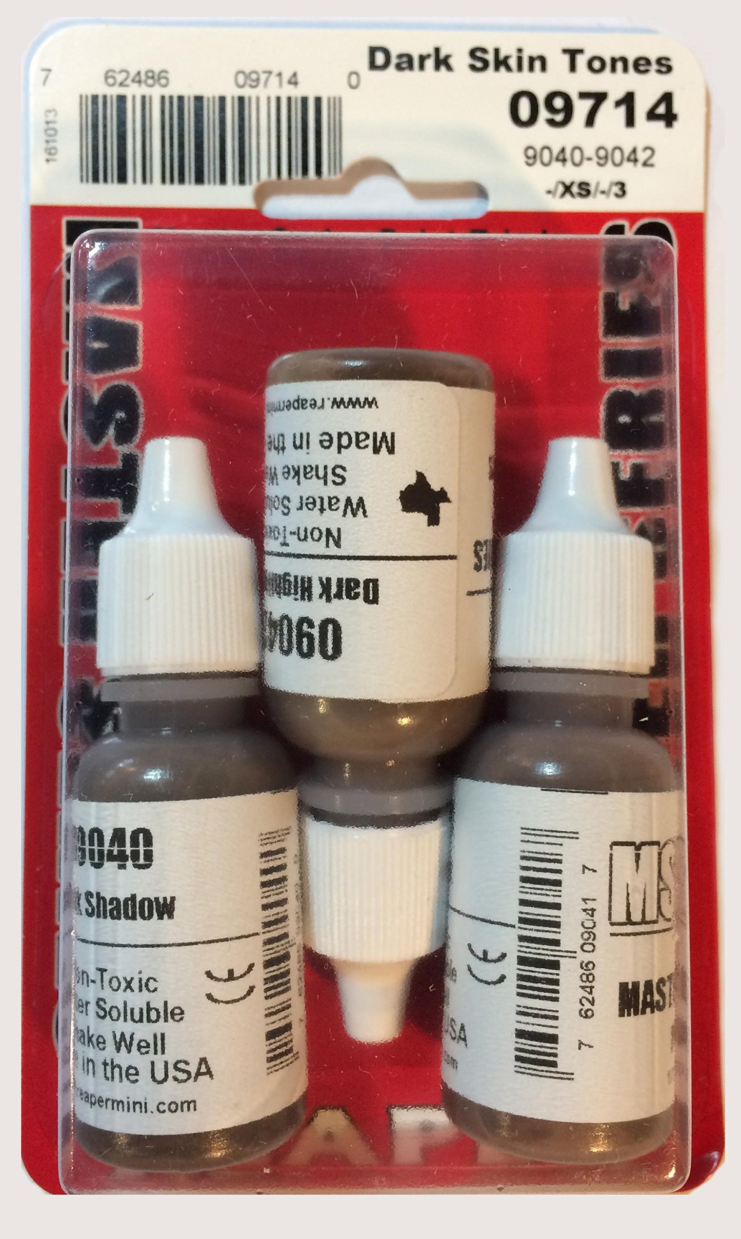 Reaper 09714 Master Series Paint Triad, 3-Piece Set, Dark Skin Tone