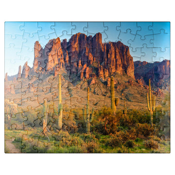 Mypuzzle The Superstition Mountains And Sonoran Desert Landscape At Sunset In Lost Dutchman State Park, Arizona - Premium 100 Pi