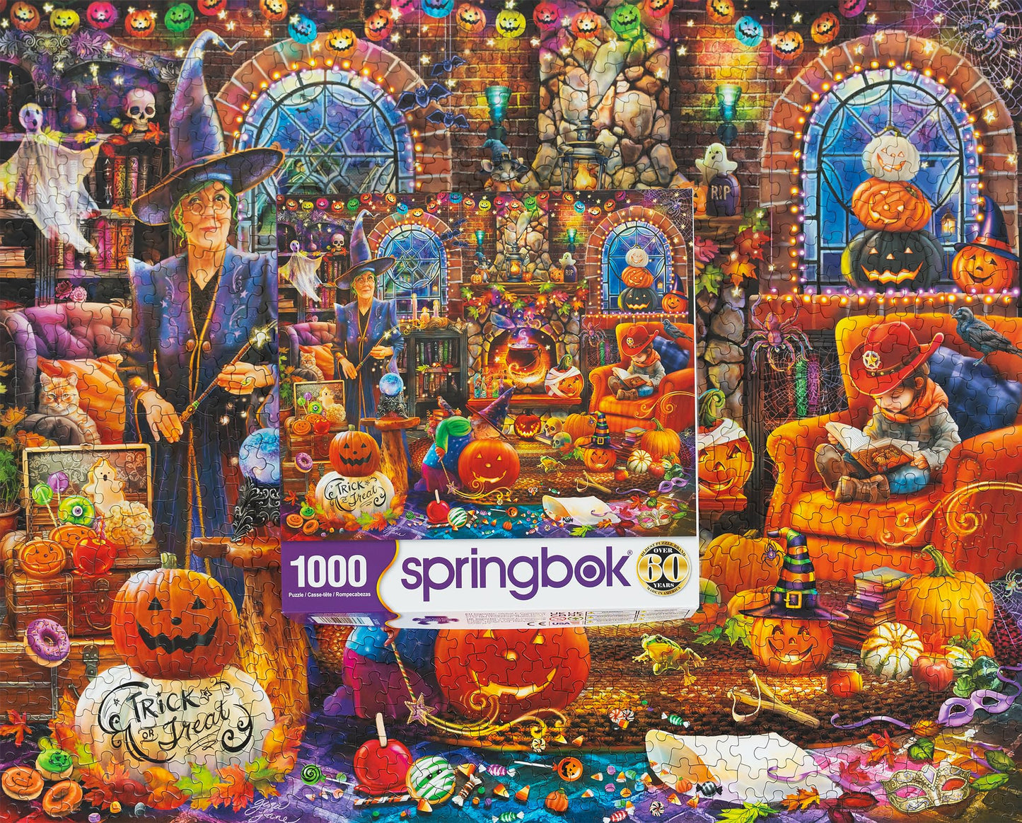Springbok's Grandma's Halloween Party 1000 Piece Jigsaw Puzzle for Adutls Featues a Whimsical Halloween Scene for Puzzlers of All Ages