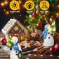 Gognome Duo 5'' Resin Snowman Figurines With Lighted Christmas Tree Wreath - Christmas Decorations Indoor Snowman Decor Ornament