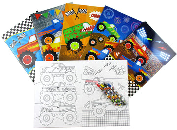 Tinymills Monster Truck Coloring Book Set With 12 Coloring Books And 48 Crayons Monster Truck Birthday Party Supplies Favor Bag Filler Carnival Prizes Rewards Classroom Party