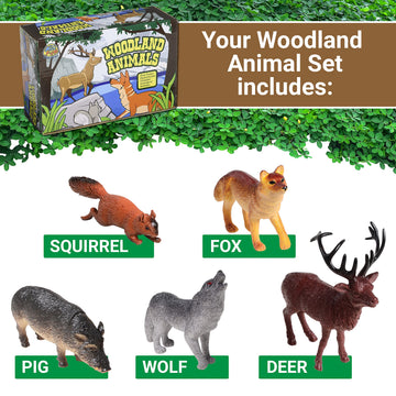 U.S. Toy Woodland Animals Figurines, Assorted Forest Animals Figures, Styles And Colors, Lot Of 12, Toys For Kids 3-5 And Older