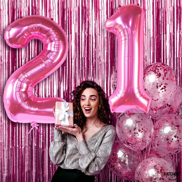 Katchon, Hot Pink 21 Balloons Numbers - 40 Inch | Pink 21St Birthday Balloons For Her | 21St Birthday Decorations For Her Pink | 21 Balloon Number, 21 Number Balloons | Pink 21St Birthday Decorations