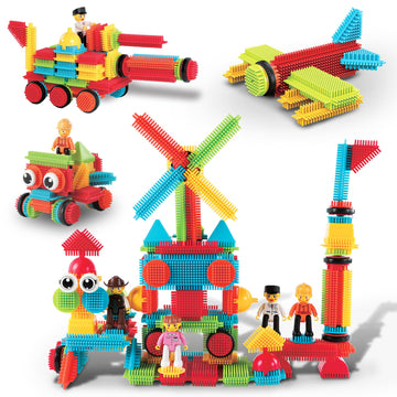 Picasso Toys 116Pc Hedgehog Construction Building Blocks Toy Set Interlock Tiles With Idea Book, 4 Action Figure Characters, 4 D