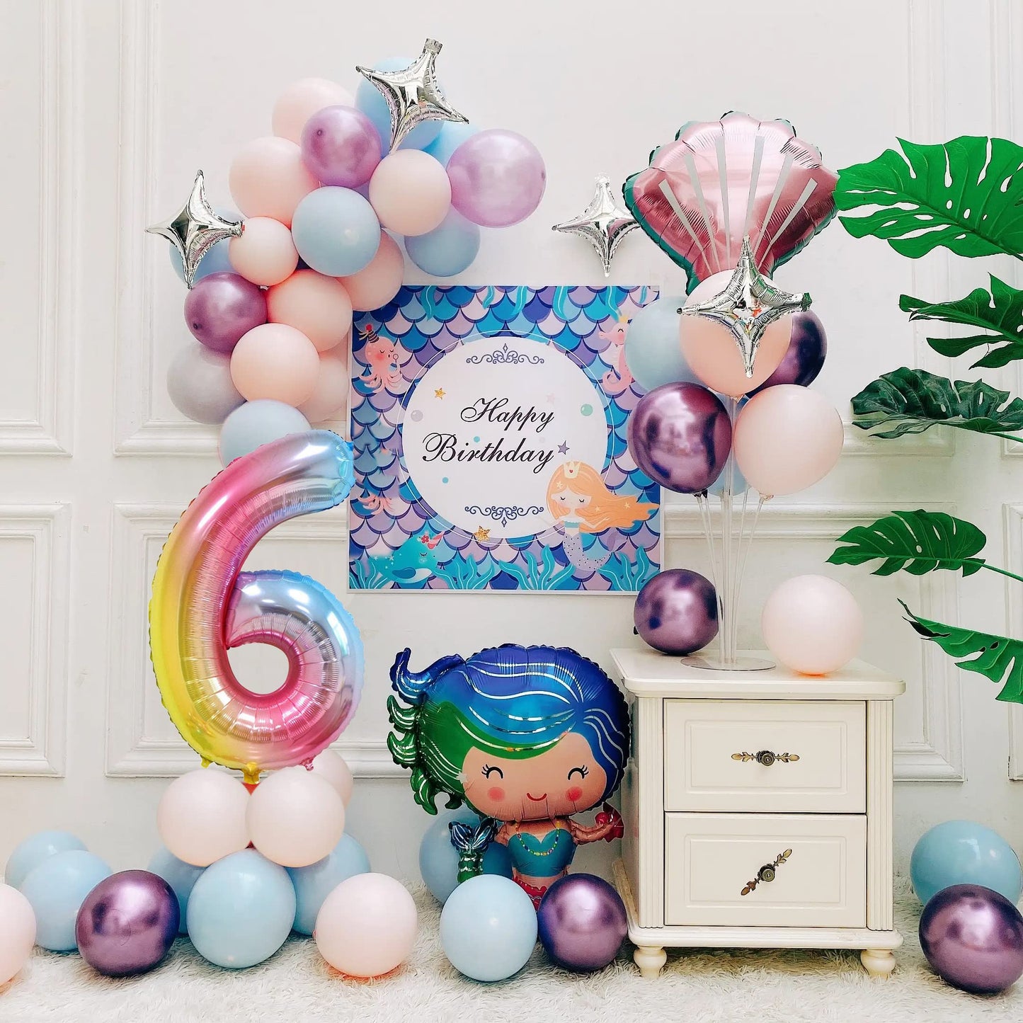 Smlpuame 40 Inch Number Balloons 0-9 Rainbow Gradient Large Number 6 Balloons, Digital Balloons For Birthday Party Celebration D
