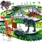 218 PCS Race Tracks Dinosaur Toys for Kids 3-5, Glow in The Dark Magic Toy Set, 2 Dinosaur Cars Track, Flexible DIY Track Set, B
