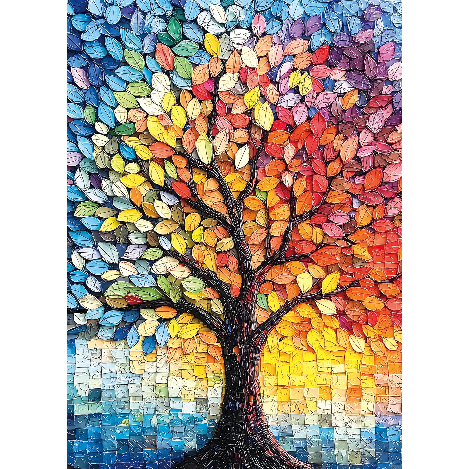 Blueforest Puzzles For Adults 1000 Pieces Tree Of Life Colorful Mosaic Jigsaw Puzzle 1000 Piece, Impossible Hard Difficult Chall