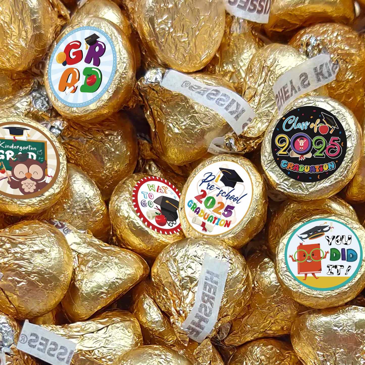 150PCS Kindergarten Graduation Round Candy Sticker, 6 Designs Preschool Stickers Cartoon Teacher Reward Sticker Good Job Labels