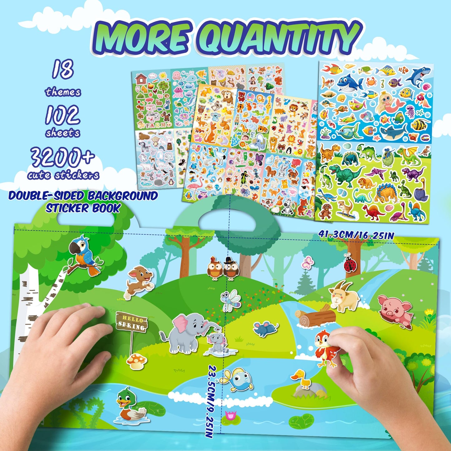 3200+PCS Stickers for Kids, 102 Sheets Cartoon Animal Sticker for Toddlers, Reward Cute Stickers 18 Theme for School Teachers St