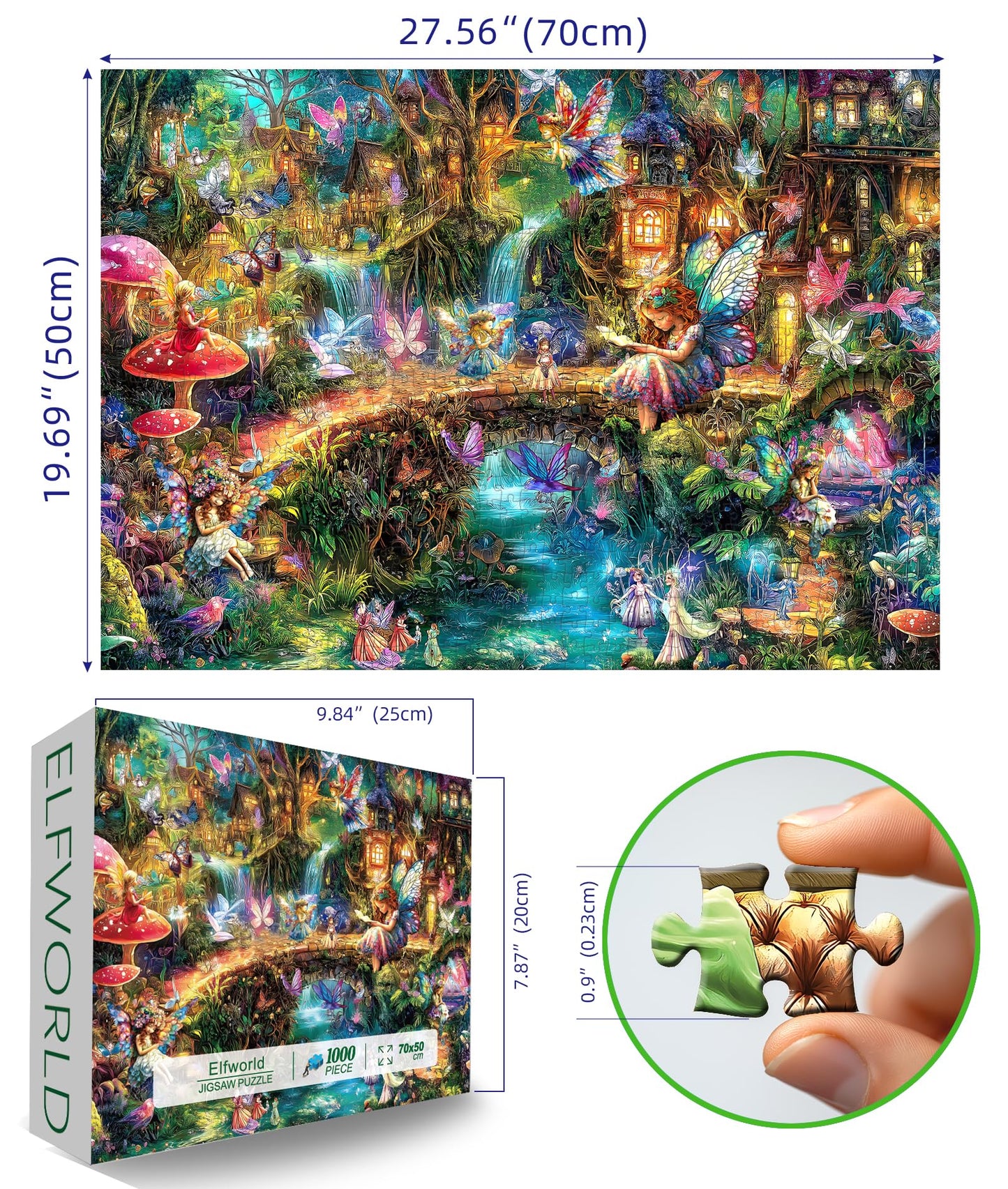 Blueforest - Fantasy Elf World - 1000 Piece Jigsaw Puzzle for mature-themeds Challenging Funny Family Puzzle Perfect for Game Nights Finished Puzzle Size is 27.55 x 19.68 inches