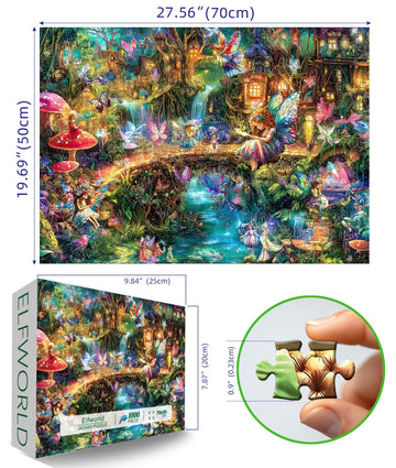 Blueforest - Fantasy Elf World - 1000 Piece Jigsaw Puzzle for mature-themeds Challenging Funny Family Puzzle Perfect for Game Nights Finished Puzzle Size is 27.55 x 19.68 inches