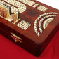 14' 4 Track Continuous Cribbage Board W/ Card Storage Maple Tracks On Bloodwood - Corner, Skunk & Games Won