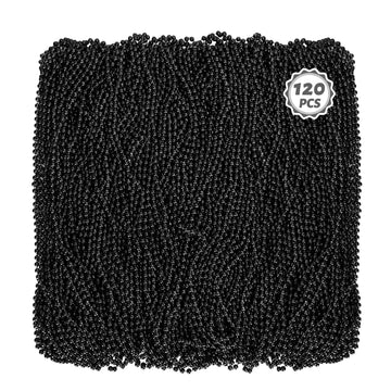 120 PCS Mardi Gras Accessories, 33 IN Beaded Necklace, Mardi Gras Beads, Black Bead Necklace, Throw Beads Bulk for Party Parade 