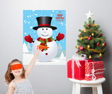 MISS FANTASY Christmas Games for Kids - Pin Nose on Snowman, 1 Count, Paper, Snowman Theme, Perfect for Family Party Decorations