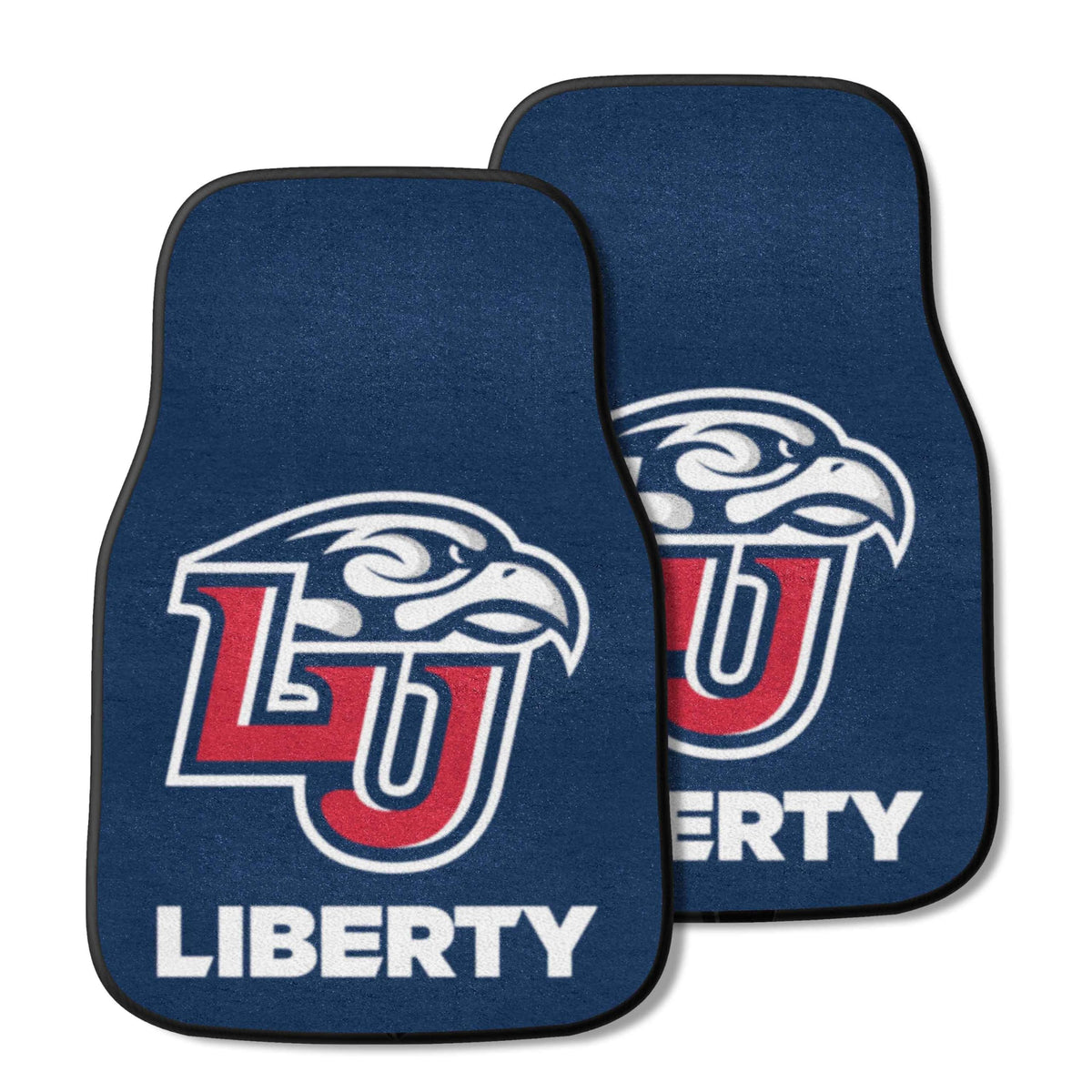 FANMATS NCAA Liberty University Flames Nylon Face 2-pc Carpet Car Mat , 18x27