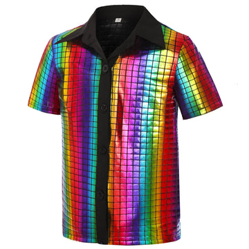 SIZGAROOT 70s Outfits for Boys Disco Costume Kids Halloween Party Dress Up (Multicolor, 5-7 Years)