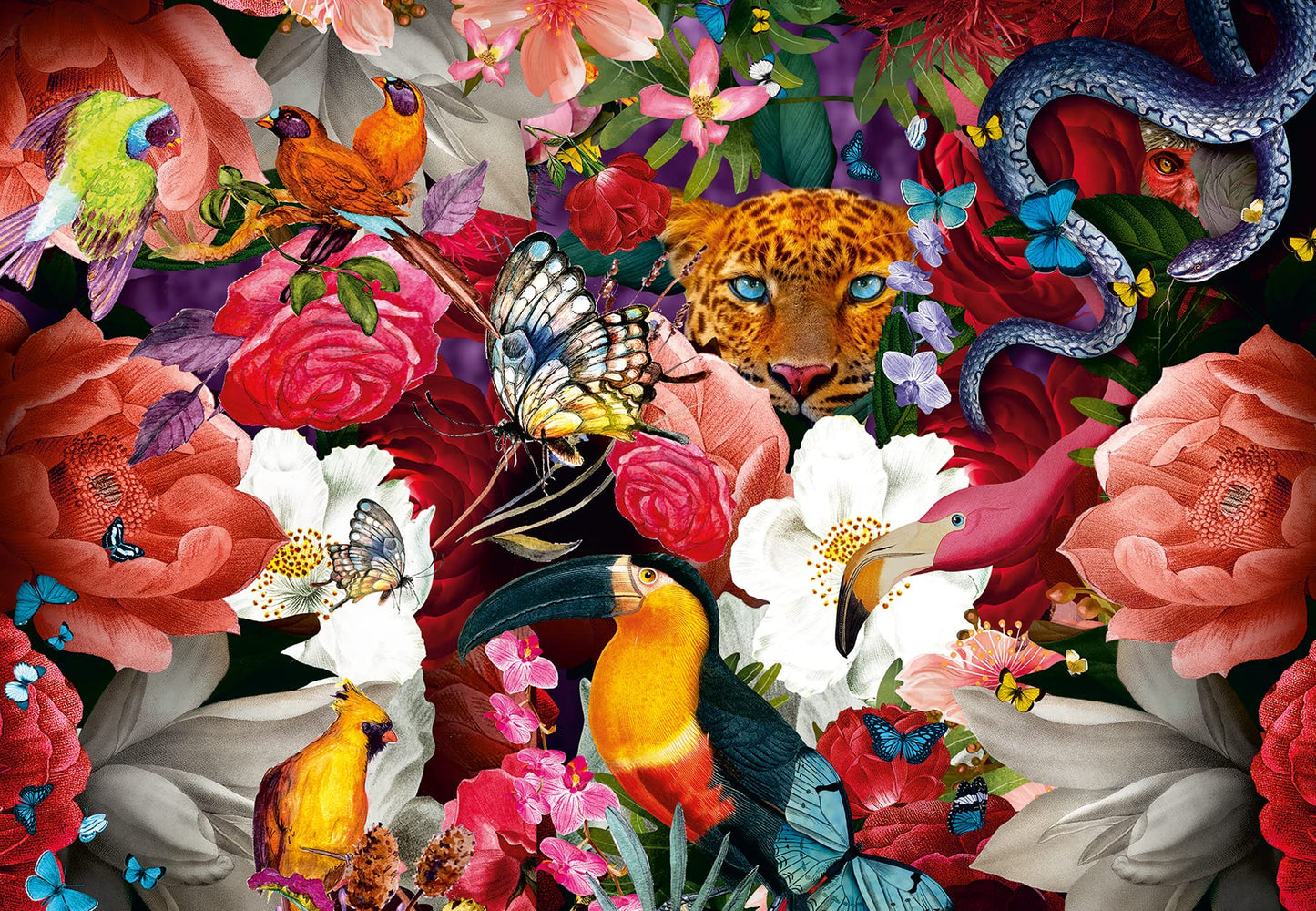 Ravensburger 300 Piece Jigsaw Puzzle - Tropical Flowers, Softclick Technology, 15.4 x 10.7 inches, Multicolor, Model 13309