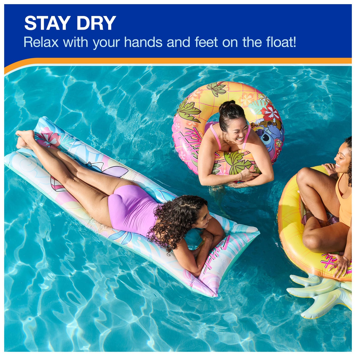 Swimways Stitch Suntanner Pool Float, Inflatable Pool Floats & Kids Pool Toys, Swimming Pool Accessories & Beach Essentials For