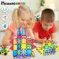 Picassotiles Magnetic Tiles 101Pc Magnet Tile Building Blocks Construction Sensory Toy Set With Storage Carry Case Drawstring Ba