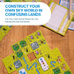 Envy Born Games Confusing Lands Board Game | Travel Size, Multi-colored, Easy to Learn, 1-2 Players, Ages 12+
