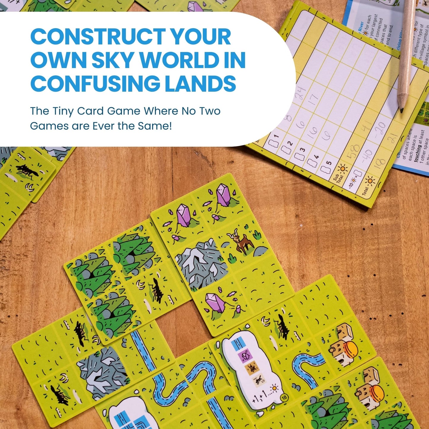 Envy Born Games Confusing Lands Board Game | Travel Size, Multi-colored, Easy to Learn, 1-2 Players, Ages 12+
