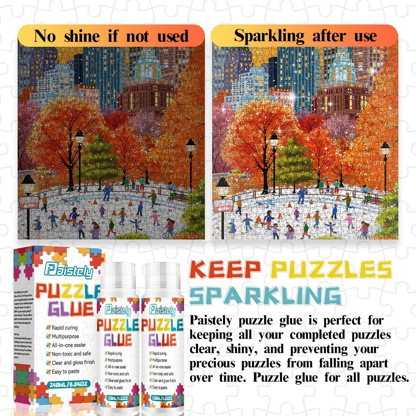 Puzzle Glue With New Sponge Head, Suitable For 1000/3000/5000 Pieces Of Paper And Wood Puzzles, Clear Quick Dry Jigsaw Puzzle Gl