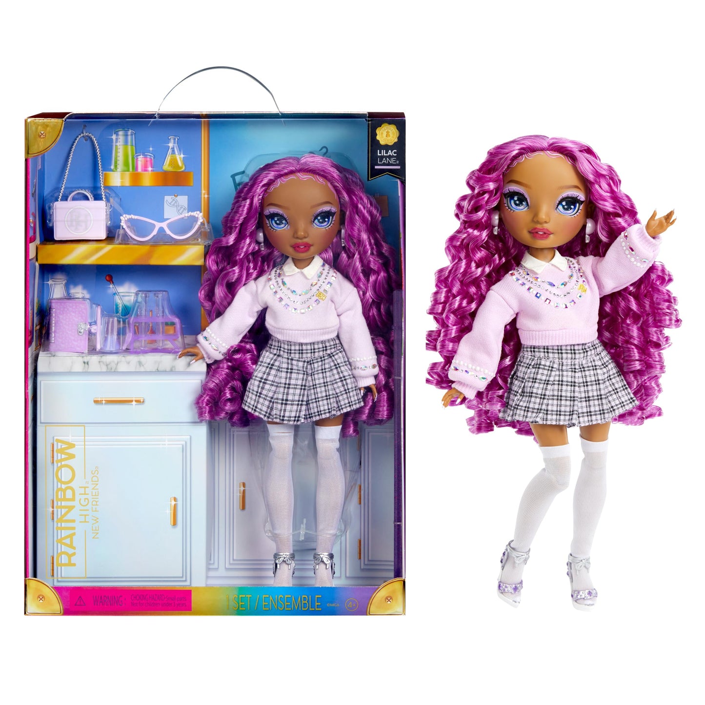 Rainbow High Lilac - Purple Fashion Doll In Fashionable Outfit, Glasses & 10+ Colorful Play Accessories. Gift For Kids 4-12 And Collectors.