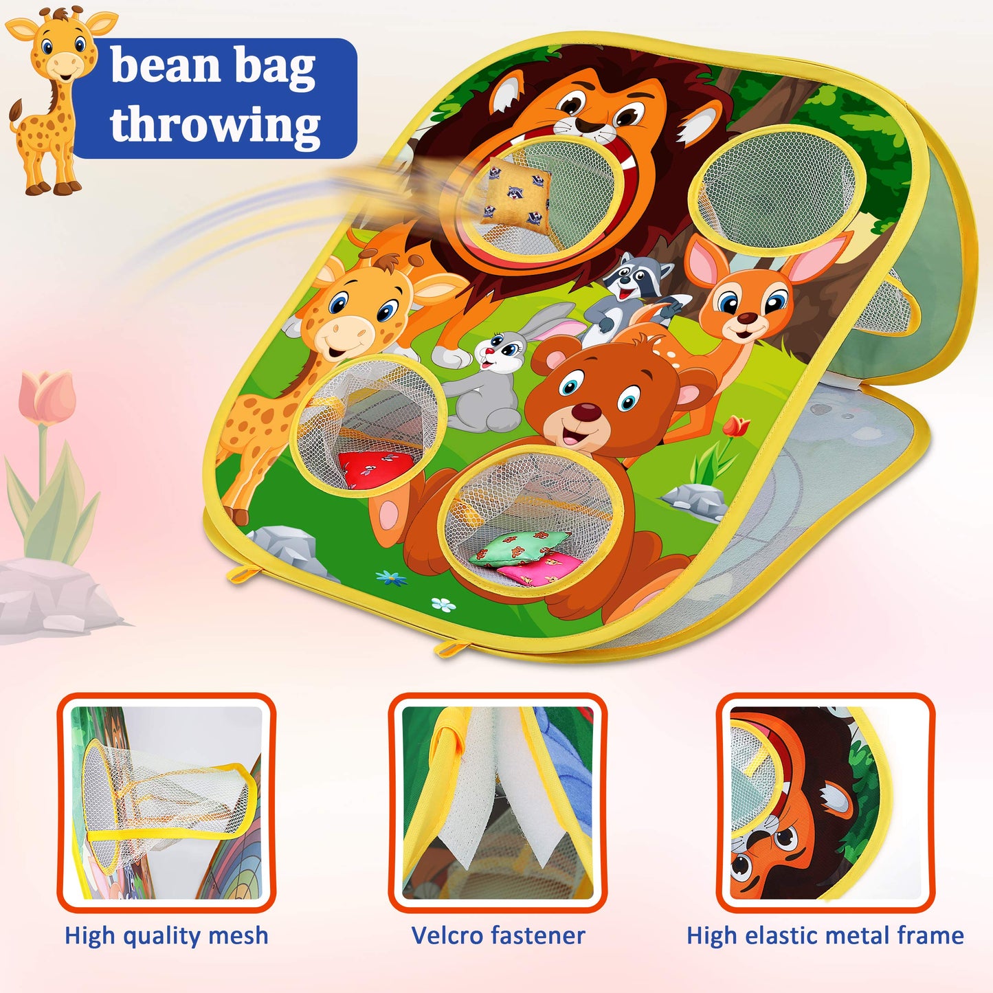 Toyk Animal Bean Bag Toss Game - Outdoor Family Party Toy for Kids, Ages 3-6, Model M003, Plastic