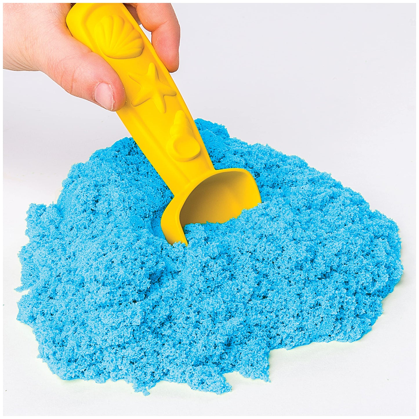 Kinetic Sand Sandbox Set - 1lb All-Natural Blue, 3 Molds, 11"x11"x2.5", Sensory Toy for Kids Ages 3+