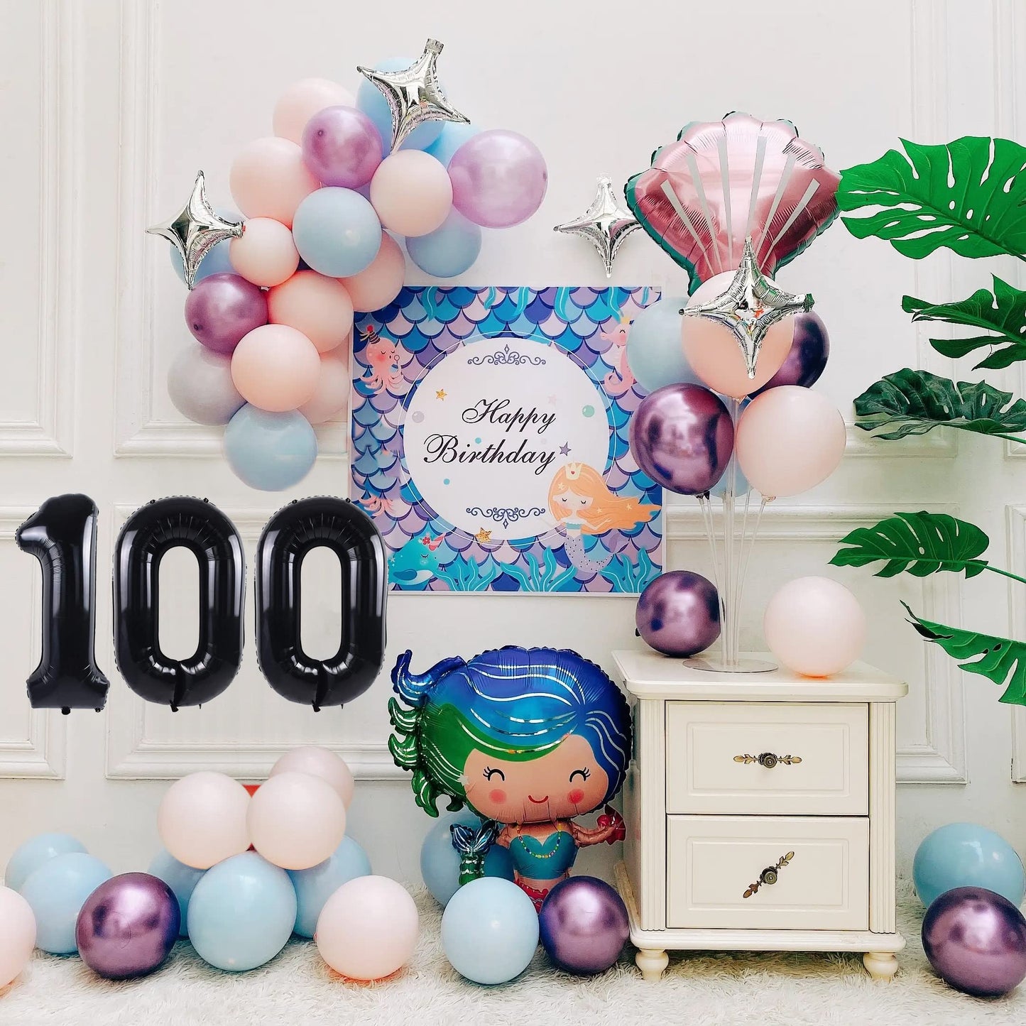 Smlpuame 40 Inch Number Balloon 0-9 Black Large Number 100 Balloons,Digital Balloons For Birthday Party Celebration Decorations