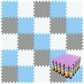qqpp EVA Rubber 18 Tiles Interlocking Puzzle Foam Floor Mats - Baby Play Mat for Playing | Exercise Mat for Home Workout. White, Blue, Gray. QC-AGLb18N -Like New