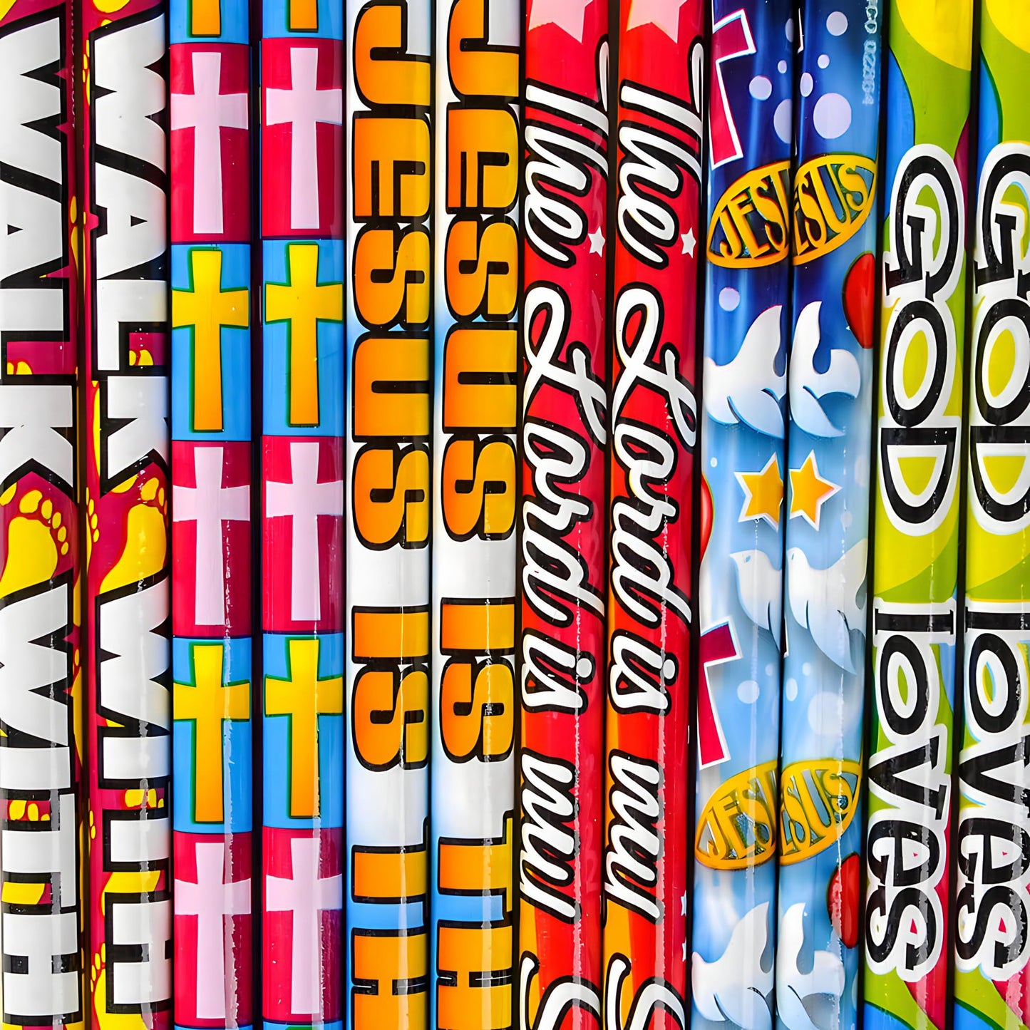 Rhode Island Novelty Lot of 100 Assorted Religious Christian Themed Pencils - 7.5