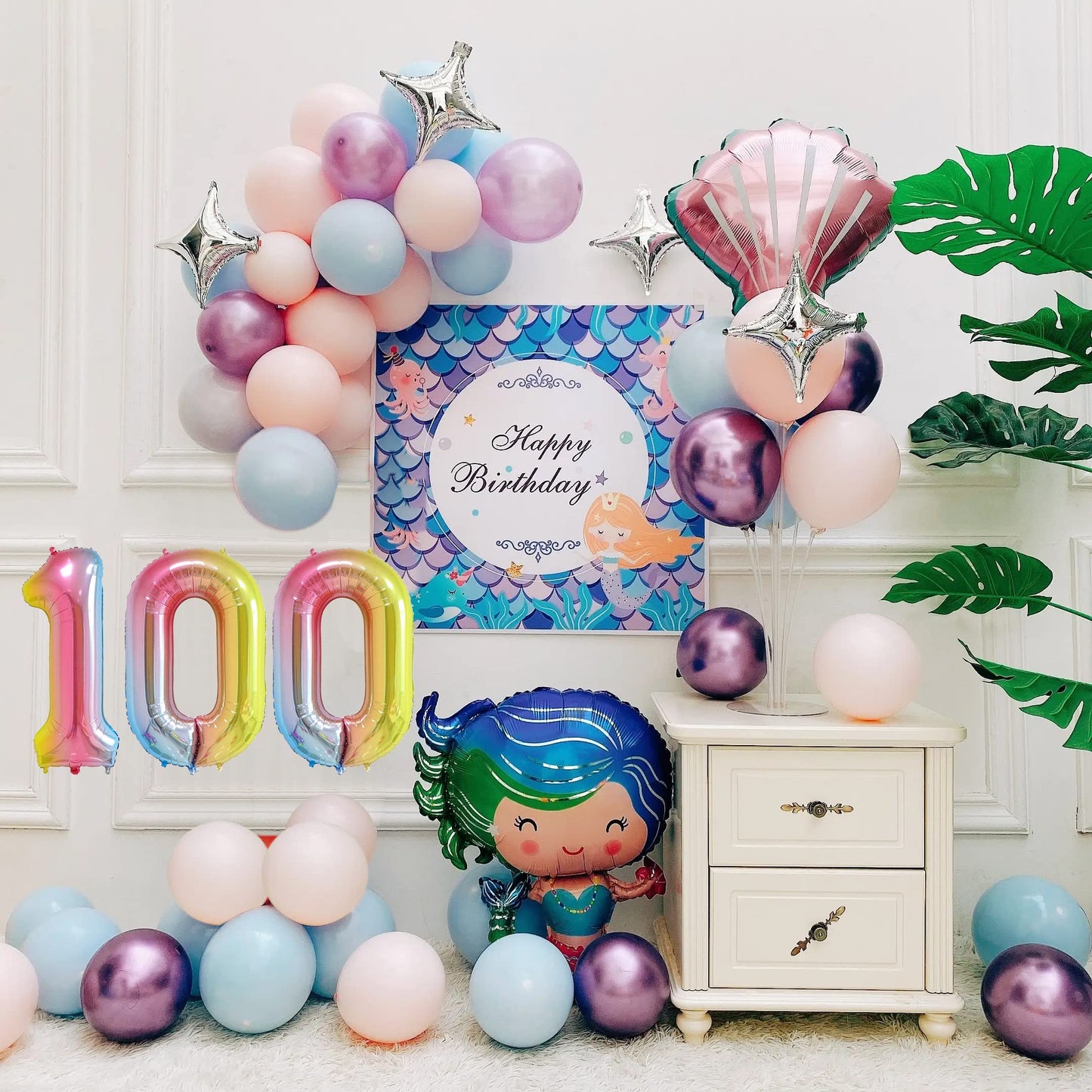 Smlpuame 40 Inch Number Balloons 0-9 Rainbow Gradient Large Number 100 Balloons, Digital Balloons For Birthday Party Celebration