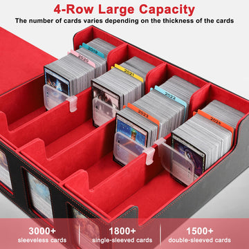 Card Deck Storage Box for Trading Cards 3000+MTG Deck Box with 24 Colorful Divider Tabs 4 Divider and Dice Box, Card Supporters