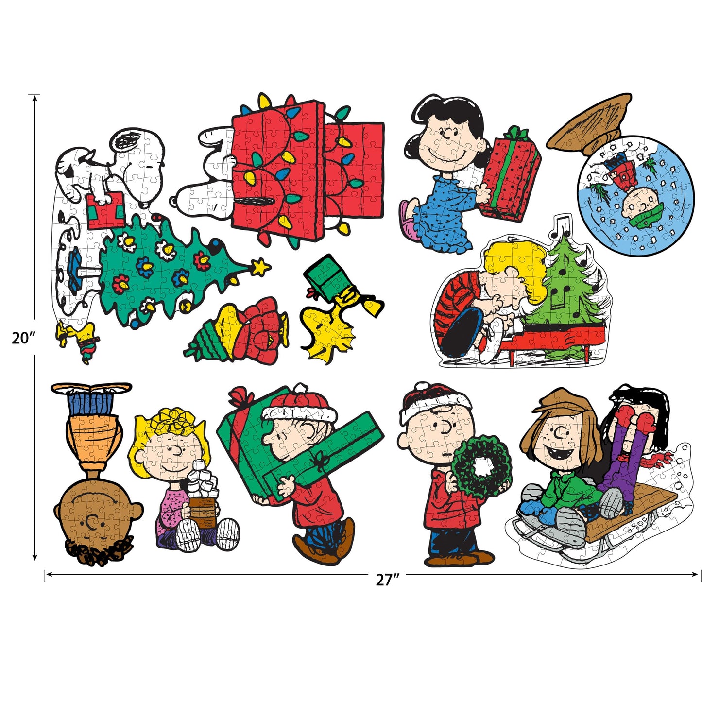 RoseArt Mini Shaped Multipack Jigsaw Puzzle - 500 Pieces - Peanuts Holiday Friends - Large - Multi - Model 0079ZZAM