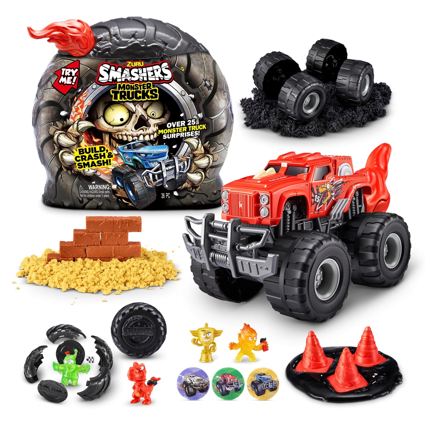 ZURU SMASHERS Dino Truck Monster Truck Surprise with 25 Collectible Surprises - 1 Pack, Plastic
