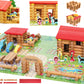 Wooden Logs Toys Farm Playset- Logs Building Set Farm House Wooden Construction Toys 207 Pieces for 3 4 5 6 Year olds