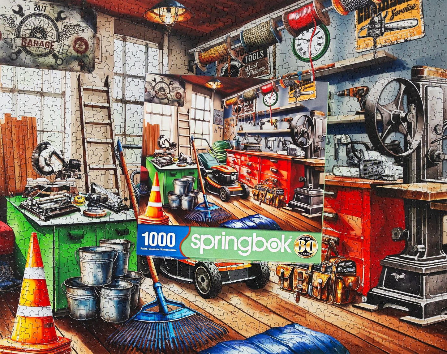 Springbok Tool Man'S Garage 1000 Piece Puzzle For Adults - Colorful Garage Filled With A Handyman'S Gear