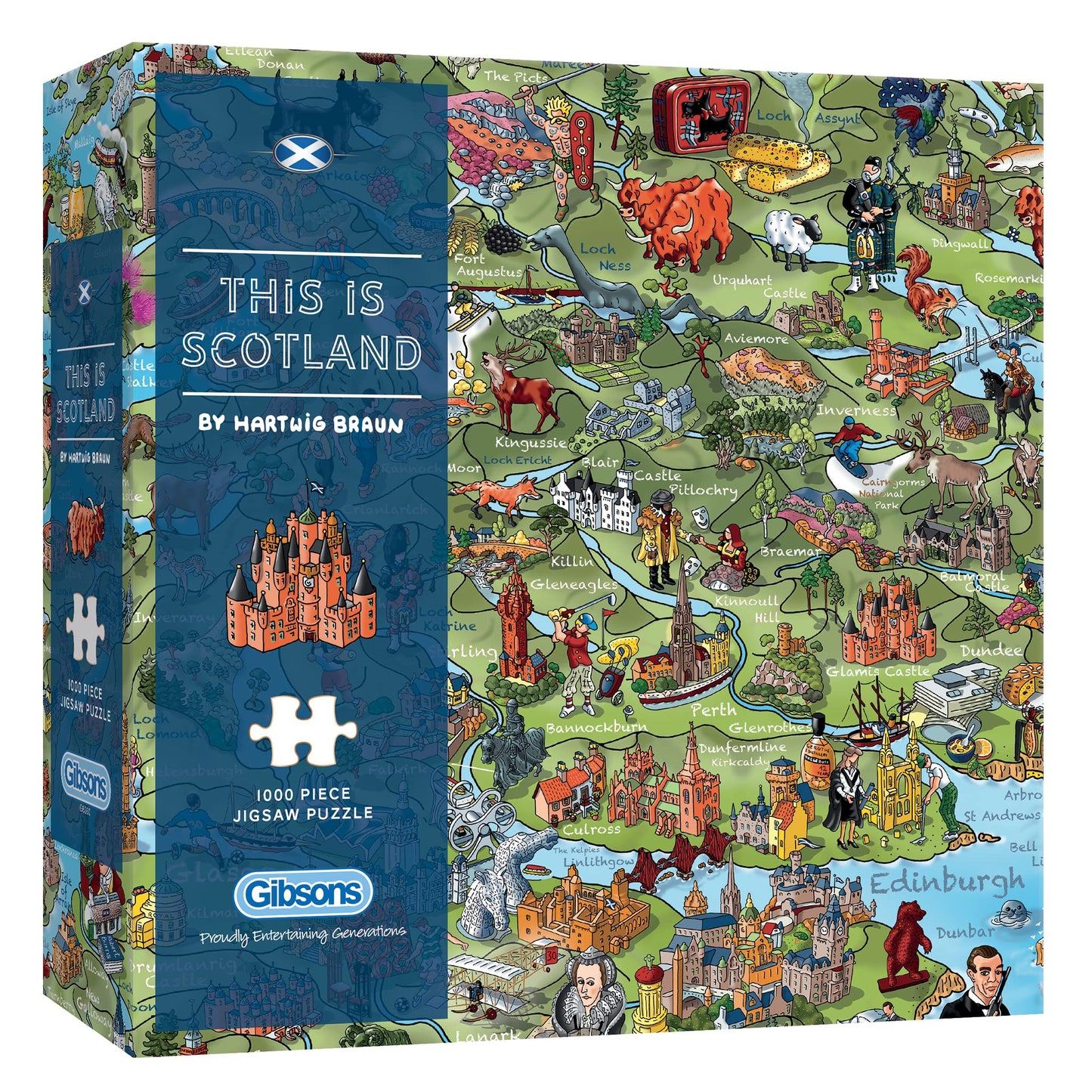 This is Scotland | 1000 Piece Jigsaw Puzzle | Attractions Map Puzzle | Sustainable Puzzle for mature-themeds | enhanced 100% Recycled Board | Great Gift for mature-themeds | Gibsons Games