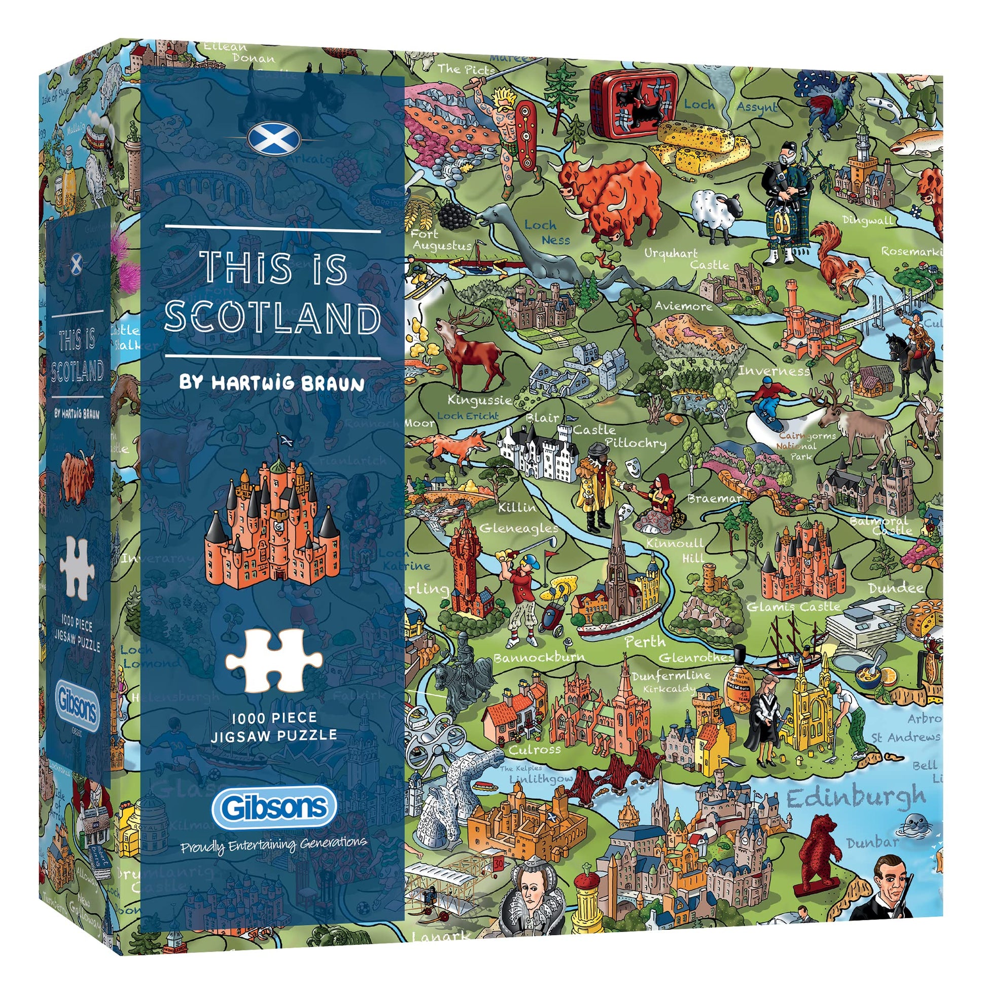 This is Scotland | 1000 Piece Jigsaw Puzzle | Attractions Map Puzzle | Sustainable Puzzle for mature-themeds | enhanced 100% Recycled Board | Great Gift for mature-themeds | Gibsons Games