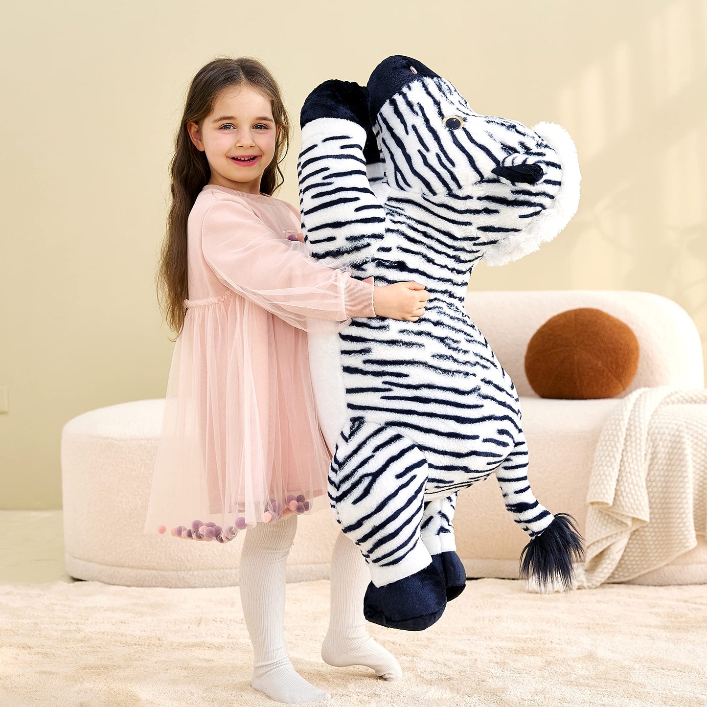 Ikasa Large Zebra Stuffed Animal Plush Toy,30' Giant Zebra Cute Jumbo Soft Toys,Huge Big Size Plushy Fluffy Fat Oversized Plushie,Gifts For Kids